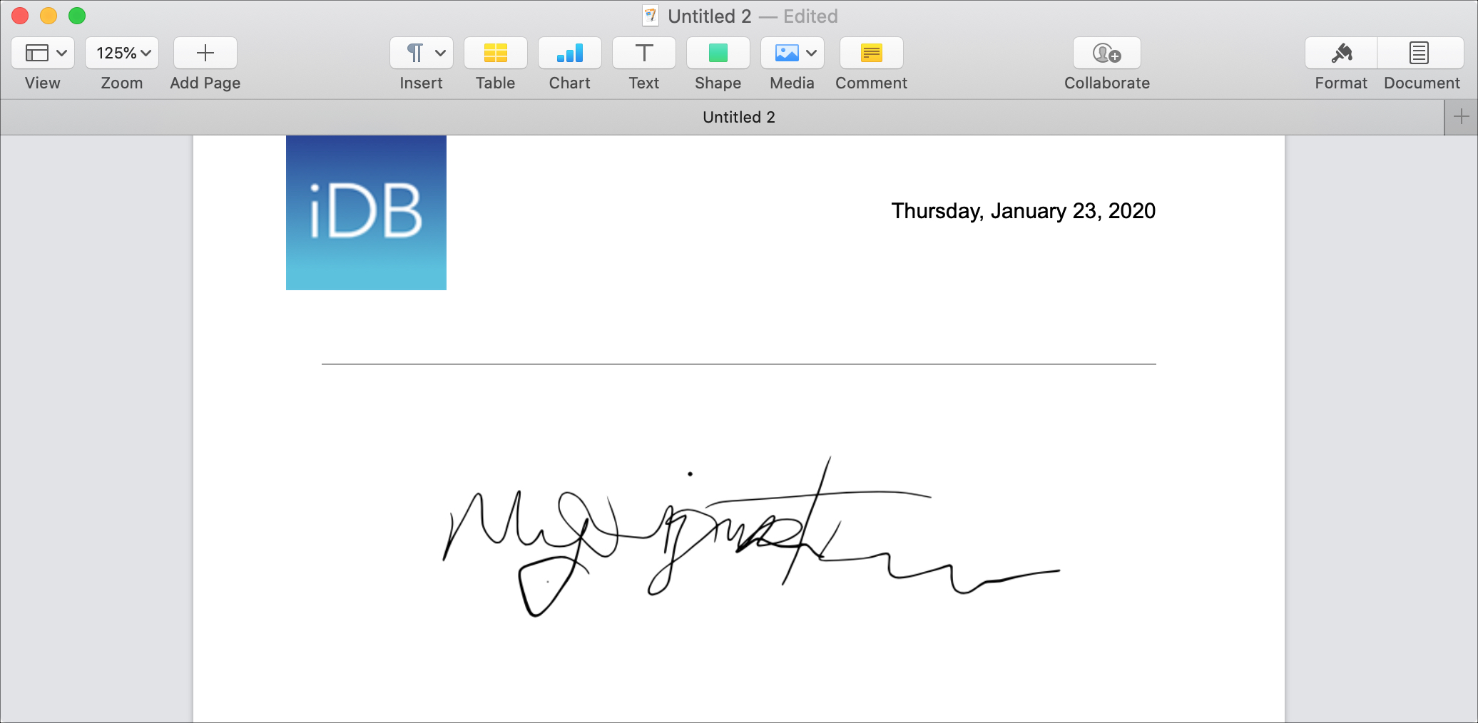 Cómo añadir una firma en Apple Pages en Mac