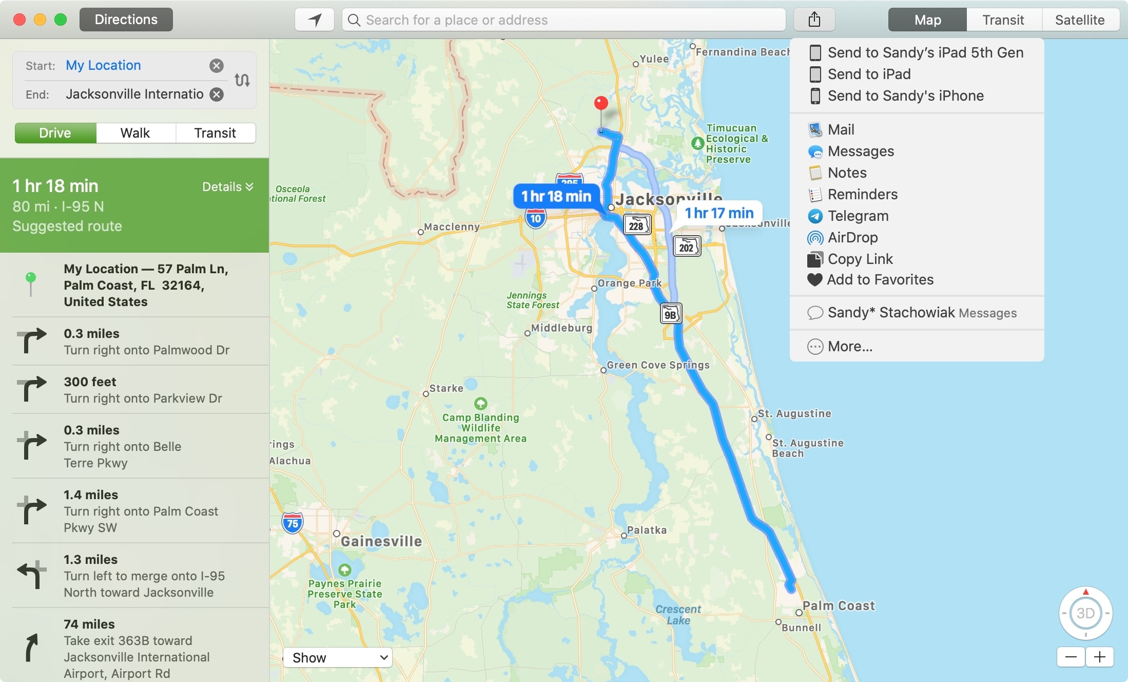 Cómo compartir direcciones desde Mapas en Mac a iPhone, AirDrop, Mensajes y más