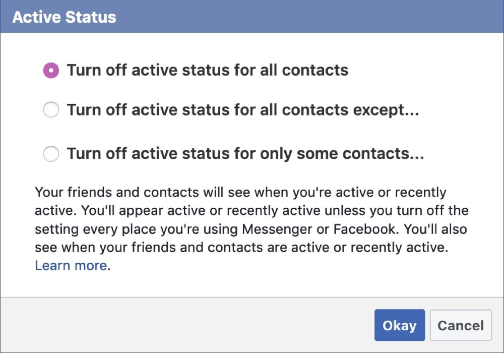 Cómo desactivar tu estado activo en Facebook y Messenger