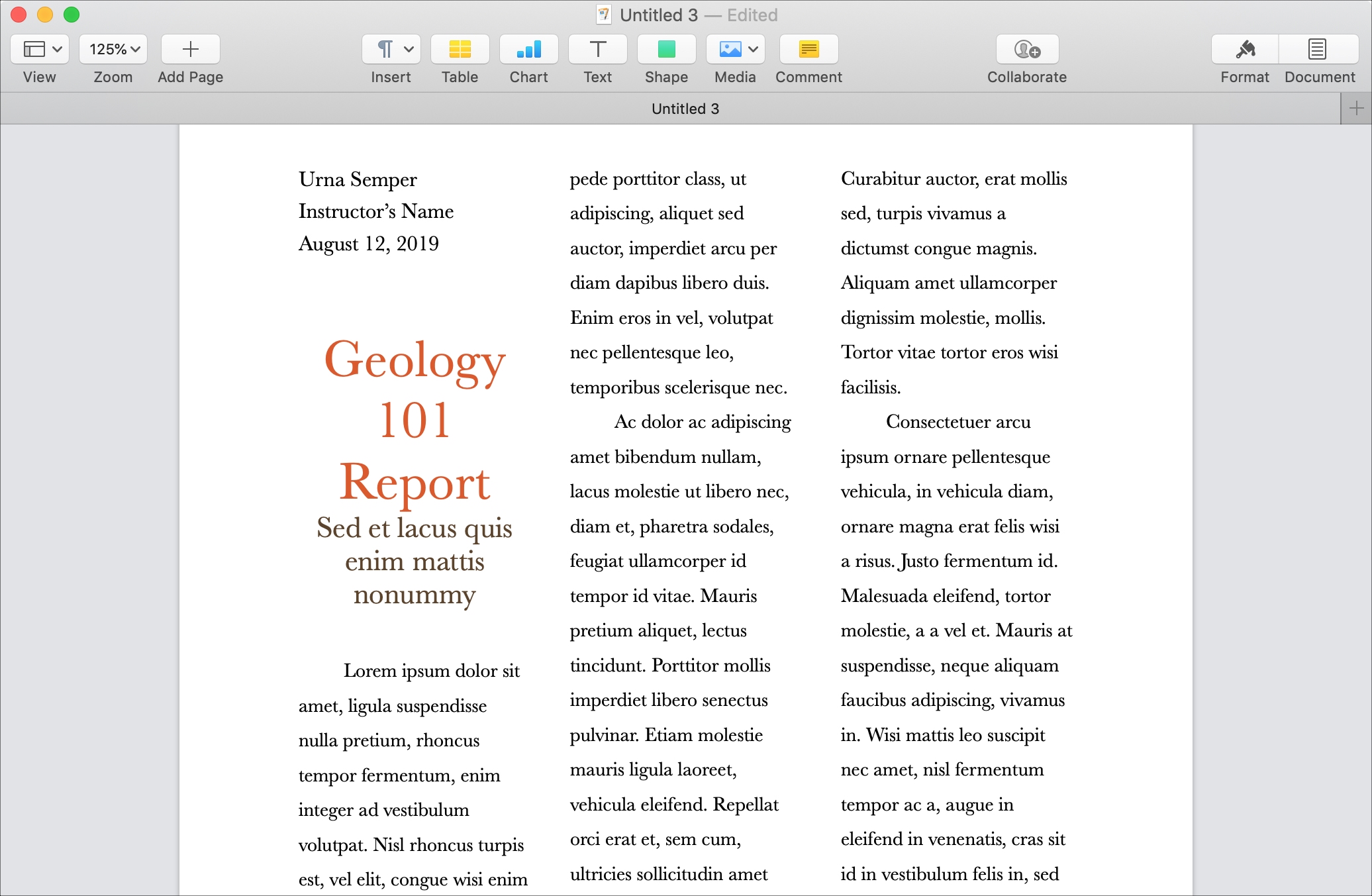 Cómo trabajar fácilmente con las columnas de Pages on Mac