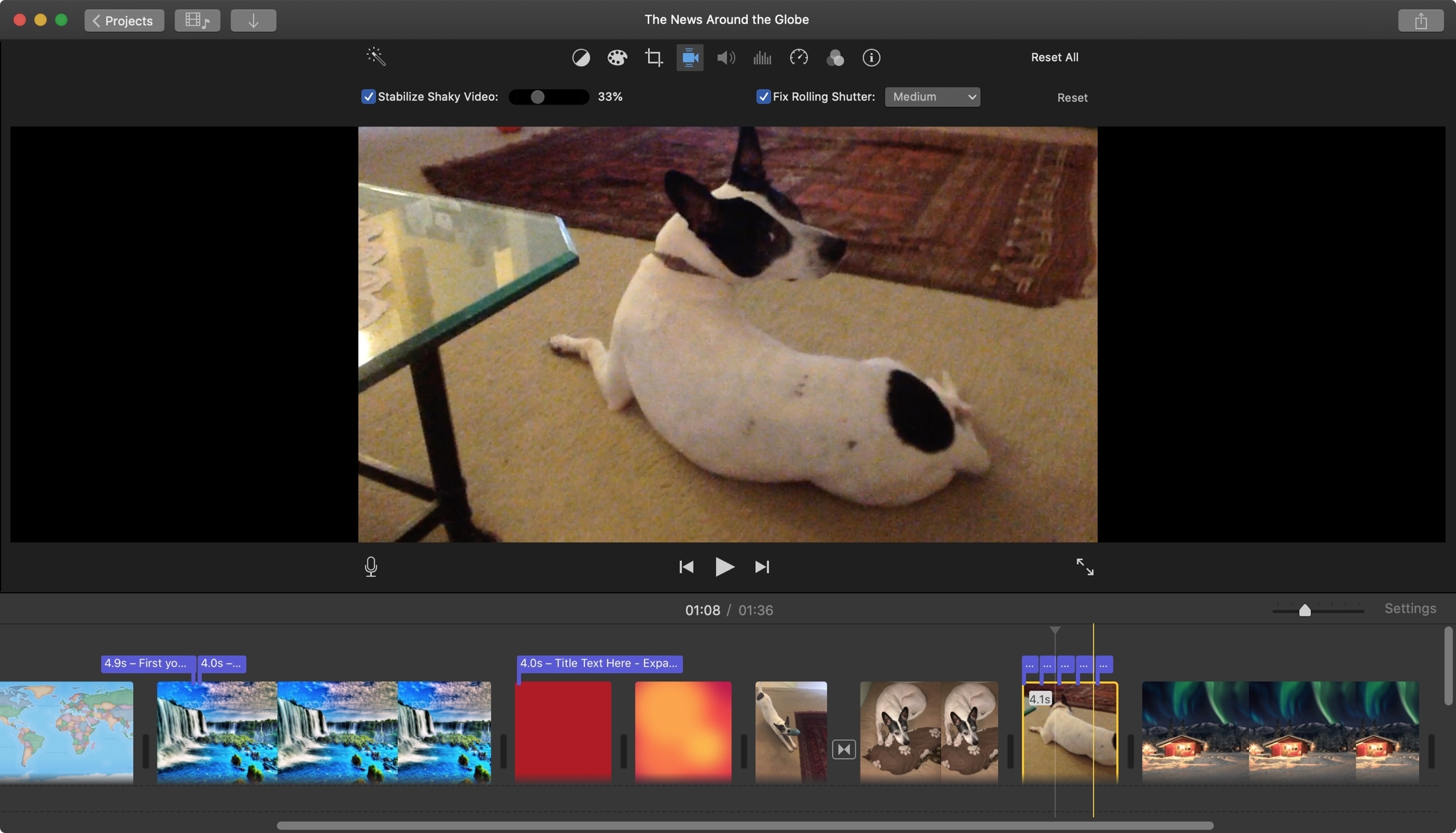 Cómo arreglar un video tembloroso y una persiana en iMovie en Mac
