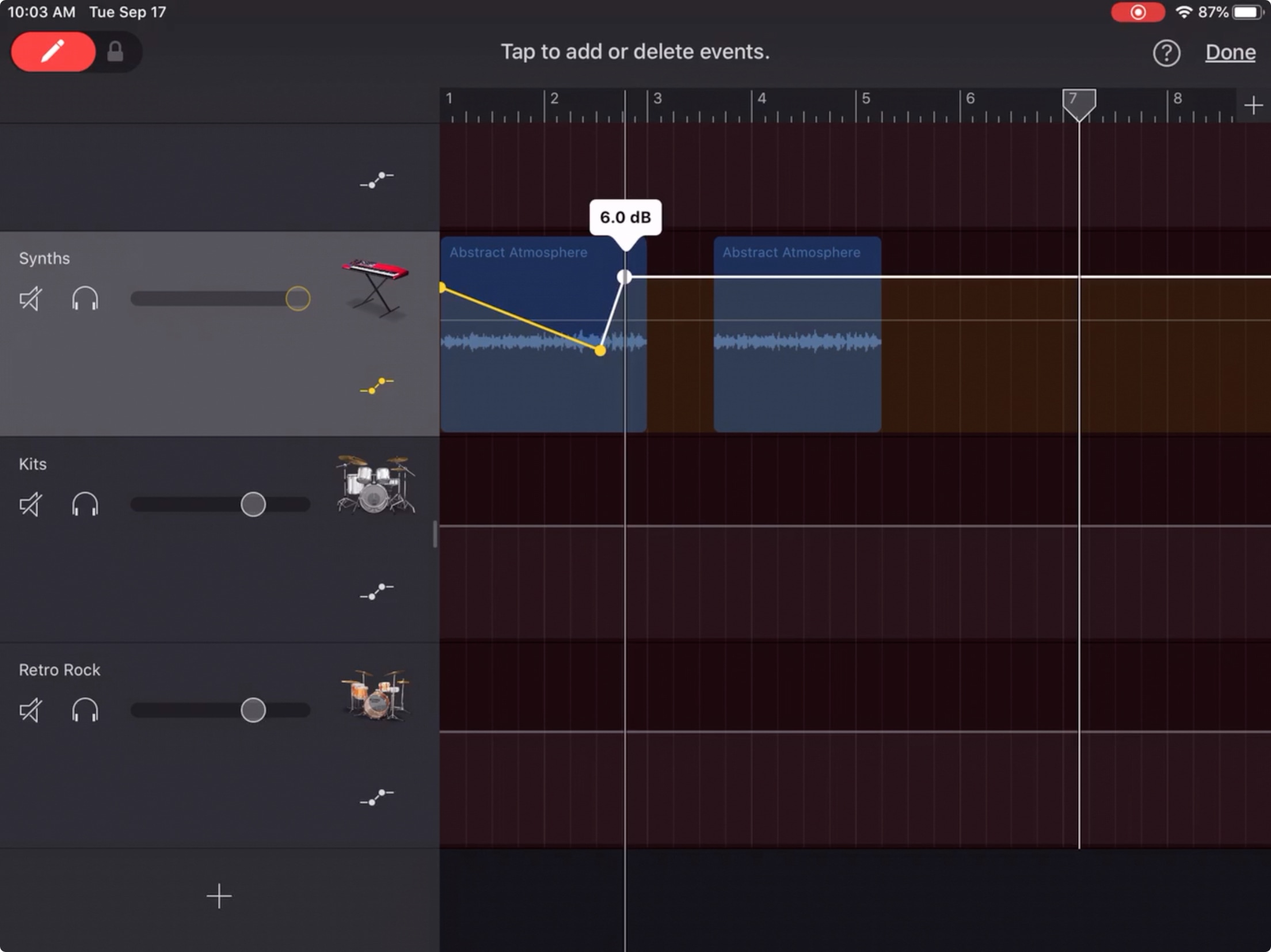 Cómo ajustar el volumen de la pista en GarageBand en Mac e iOS