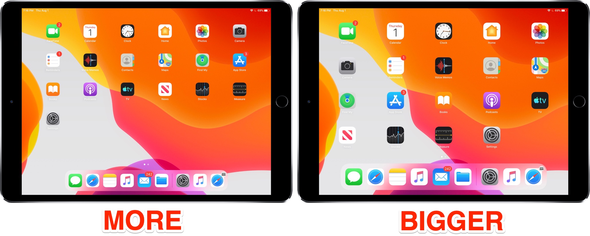 Cómo ajustar el tamaño del icono del iPad en la pantalla de inicio