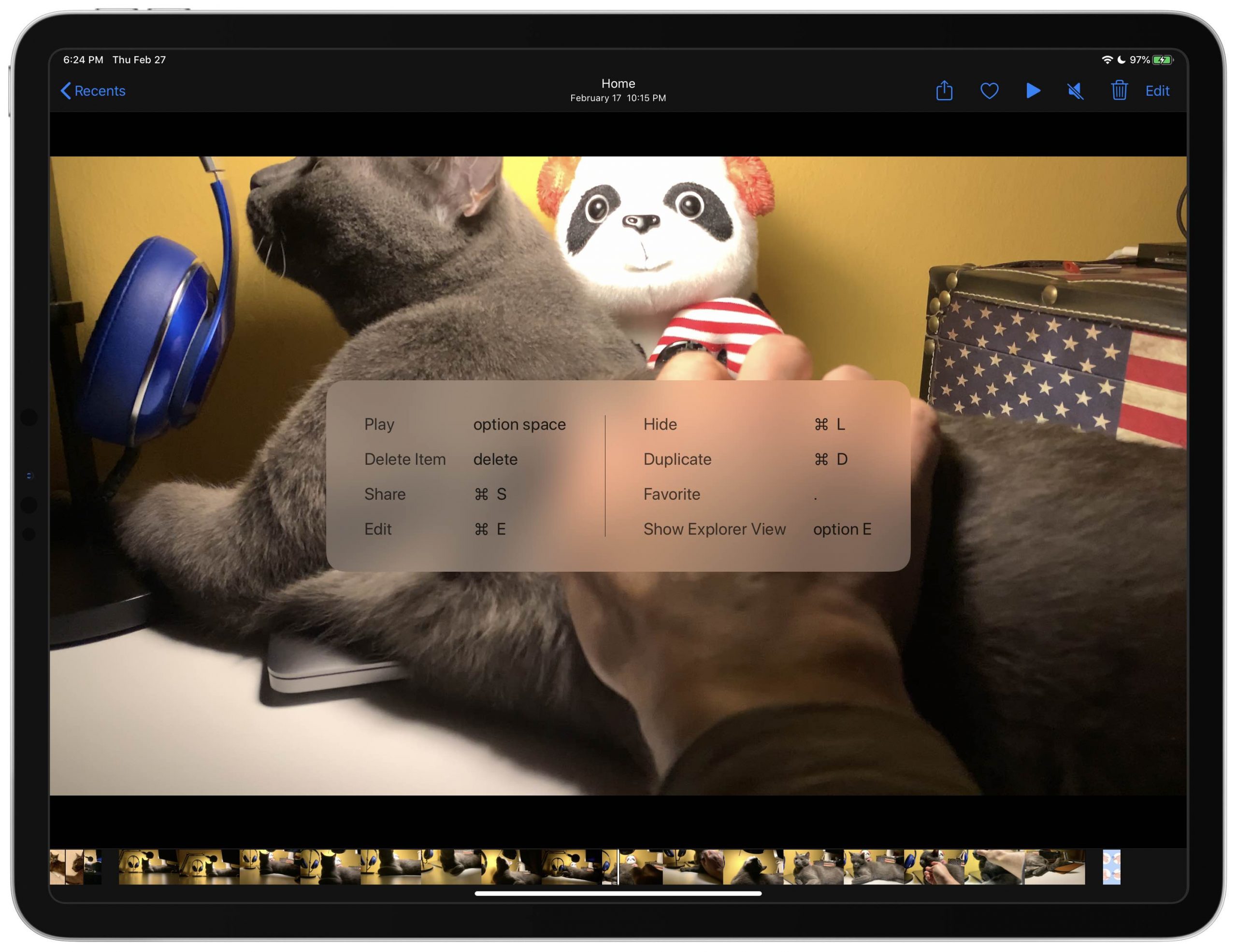 Cómo usar todos los atajos de teclado productivos en Photos for iPad