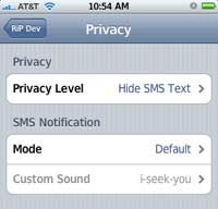Privacidad del iPhone SMS