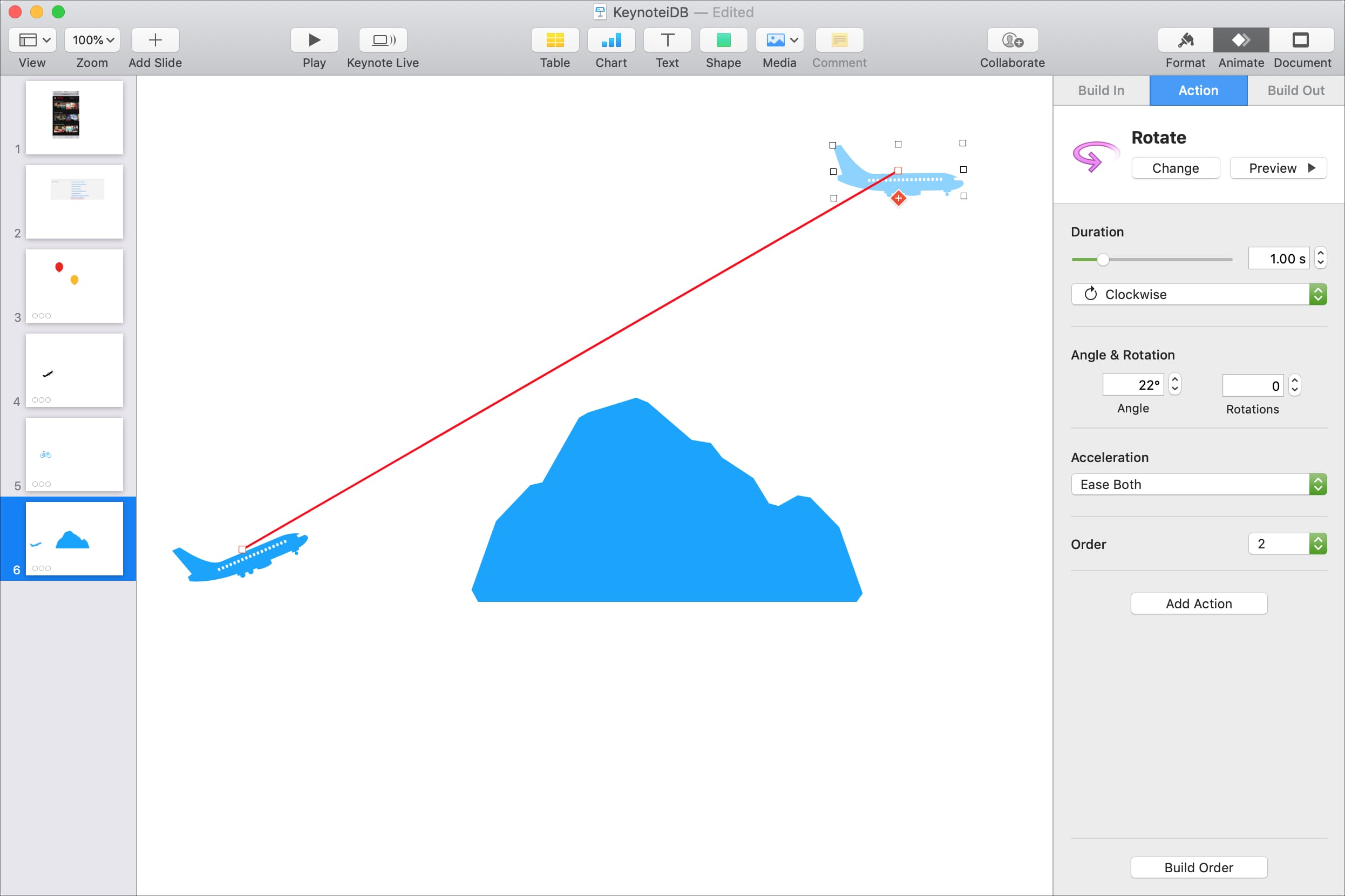 Cómo animar objetos en una diapositiva en Keynote en Mac