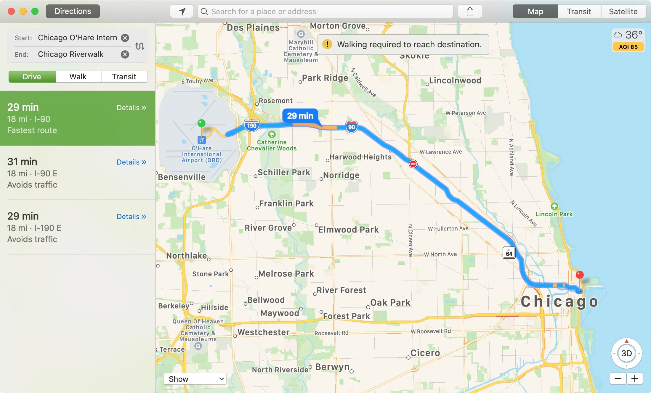 Cómo medir la distancia entre lugares en Apple Maps