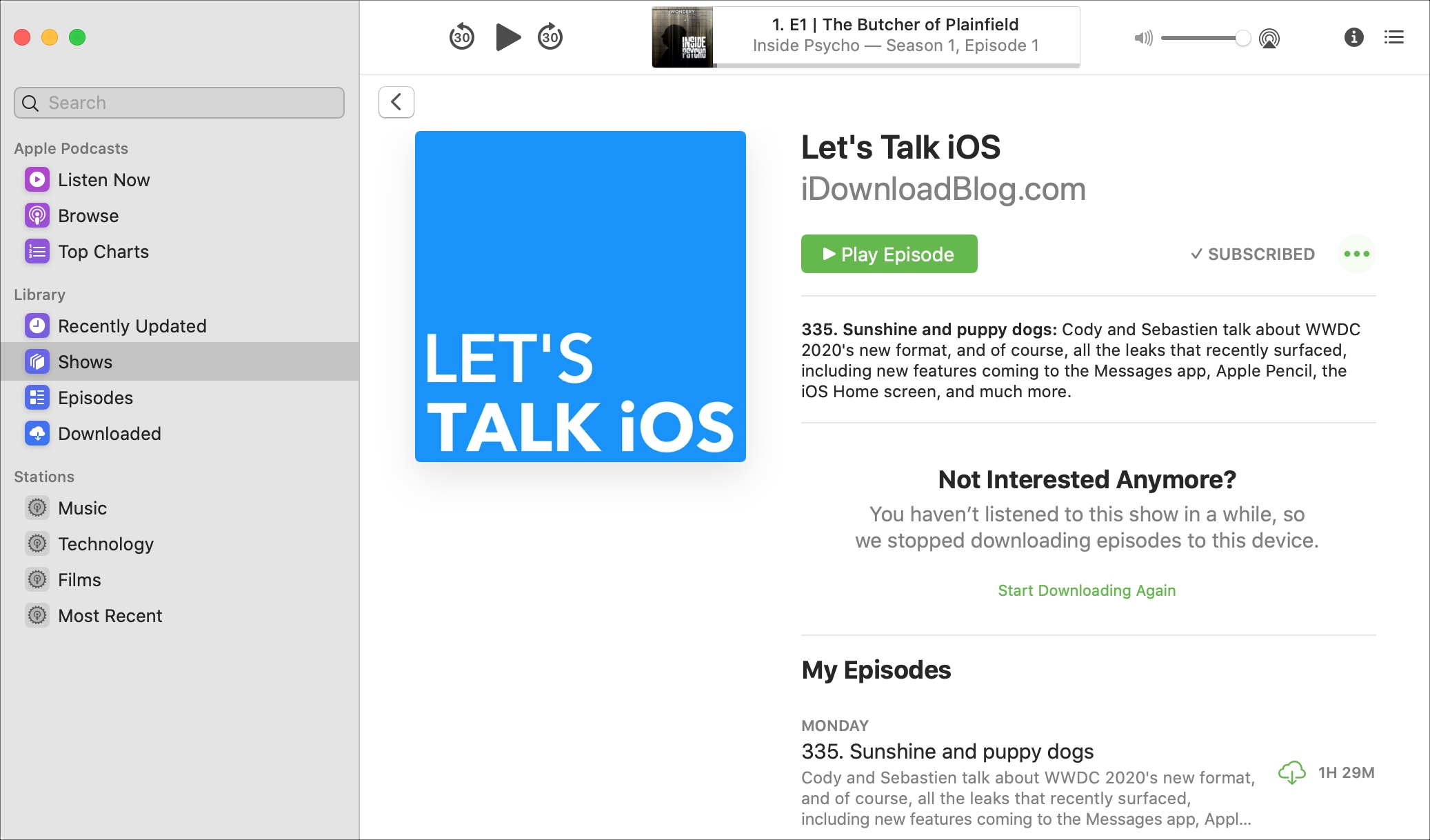Cómo personalizar la configuración de los podcasts y episodios en los Podcasts de Mac