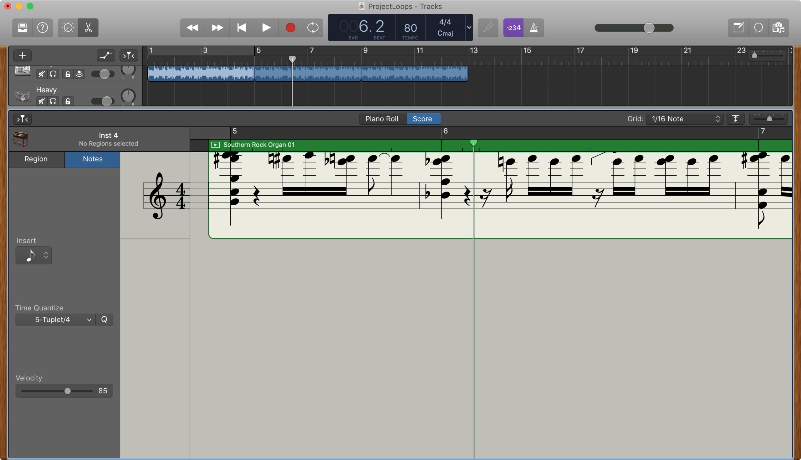 Cómo mostrar, agregar y editar notas musicales en GarageBand