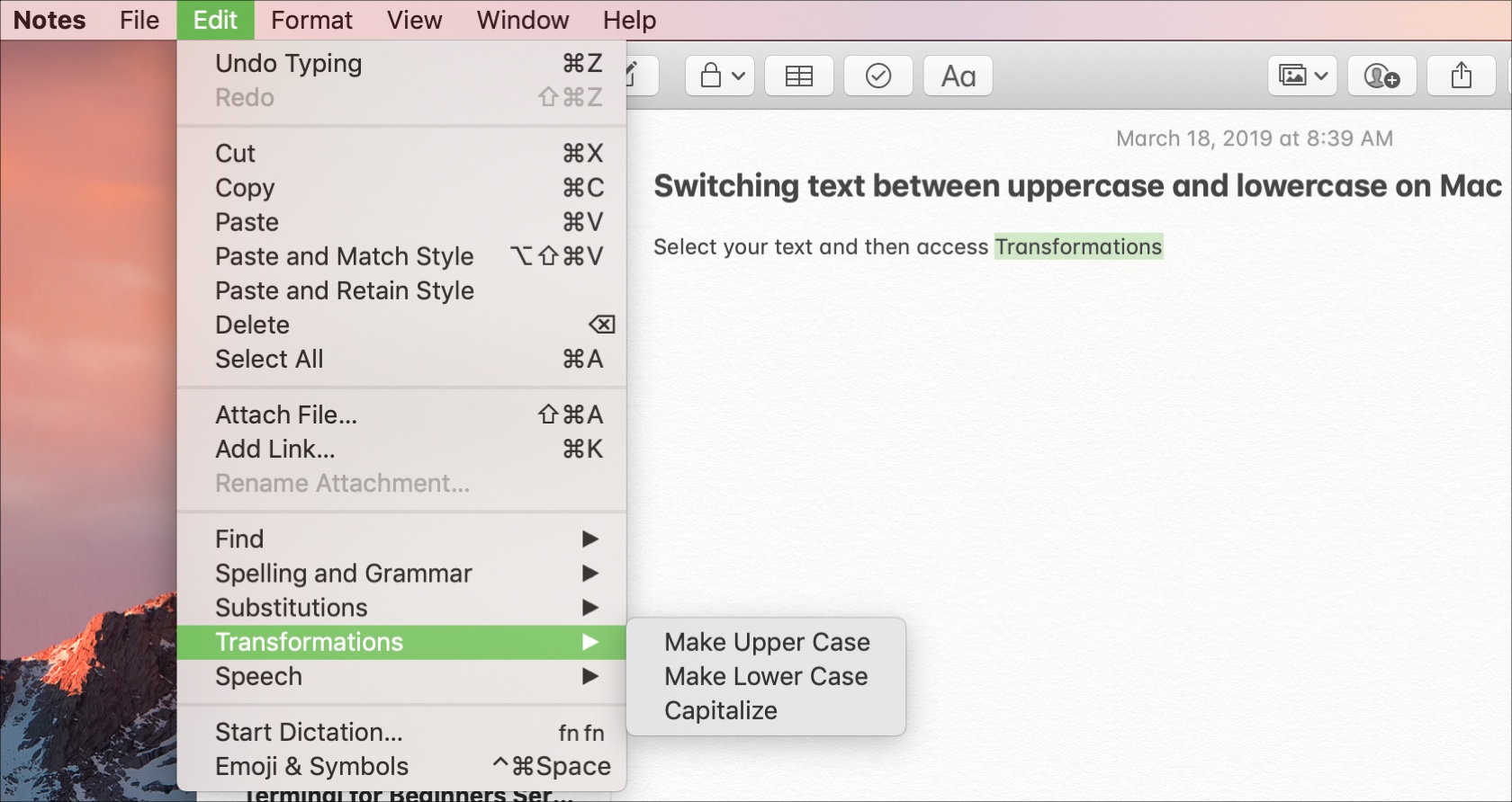 Cómo cambiar rápidamente el texto entre mayúsculas y minúsculas en Mac