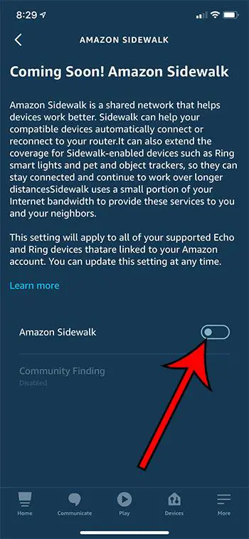 cómo apagar Amazon Sidewalk en la aplicación Alexa para iPhone