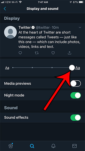 cómo cambiar el tamaño del texto en la aplicación de twitter para iphone
