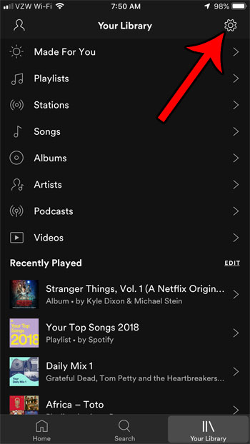 abrir la configuración de Spotify