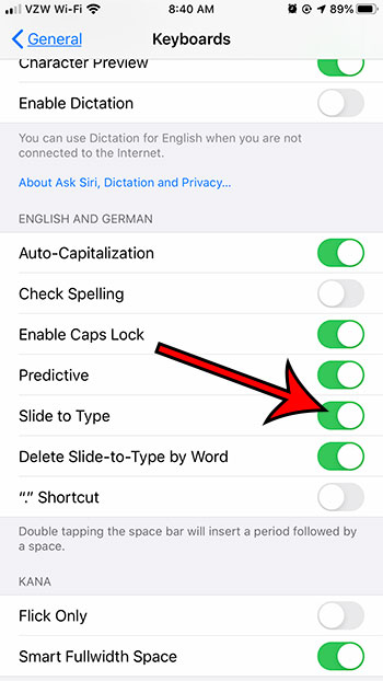 ¿Qué es Slide to Type en mi iPhone 7?