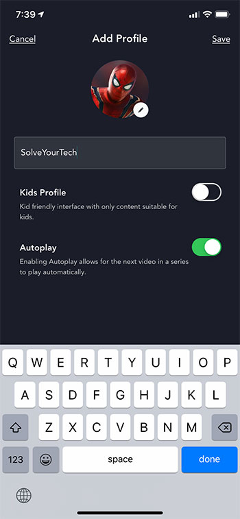 cómo crear un nuevo perfil en la aplicación de iPhone Disney Plus