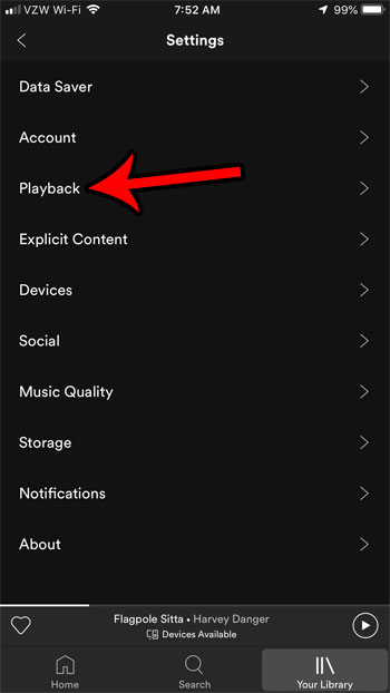 cambiar la configuración de reproducción de Spotify iPhone