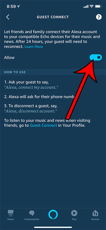 cómo habilitar Guest Connect en Alexa en un iPhone