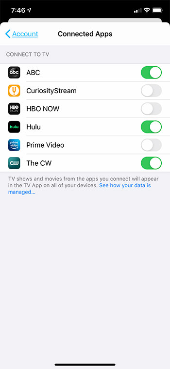 cómo conectar Hulu o Prime Video a la aplicación iPhone TV