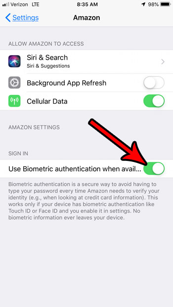 cómo usar su huella digital o identificación táctil en la aplicación de Amazon para iPhone