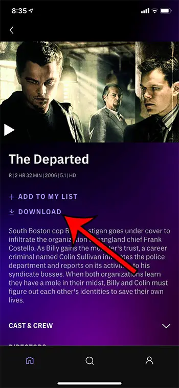 cómo descargar una película o programa de televisión en HBO Max en un iPhone