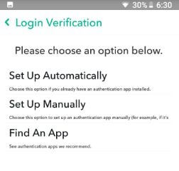 Cómo configurar la verificación de autenticación en Snapchat de Android