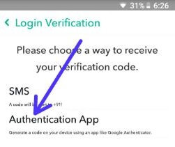 Aplicación de autenticación para verificar la autenticación de Snapchat