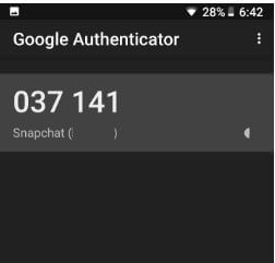 Código de autenticación de Google en Snapchat