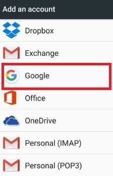 agregar una cuenta de teléfono de Google Android