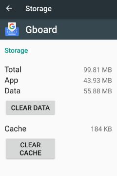 borrar la caché y los datos de Gboard en Android