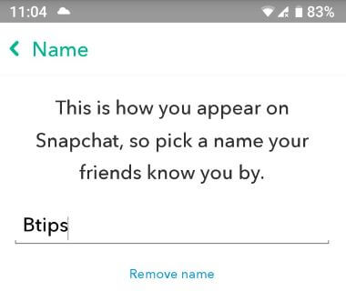 Cambiar el nombre que se muestra en Snapchat Android