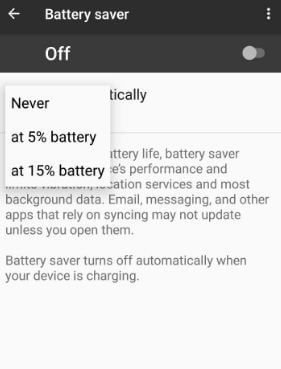 Activar automáticamente el modo de ahorro de batería en Android Oreo