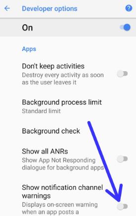 Mostrar la advertencia del canal de notificación en Android Oreo