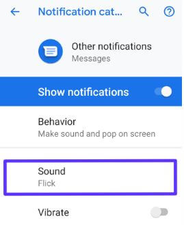 Cambiar el sonido de las notificaciones de mensajes en Pixel 3 Pie