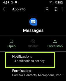 Desactiva las notificaciones de texto en tu teléfono Android