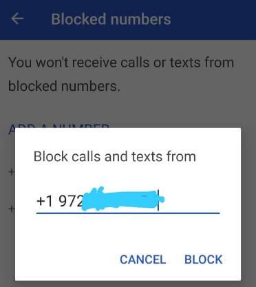Cómo bloquear un número en Android 9