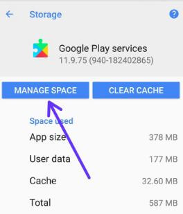 Administra el espacio en los servicios de Google Play de Oreo