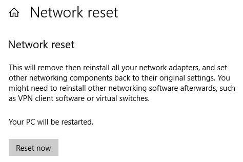 Cómo restablecer la configuración de red en Windows 10