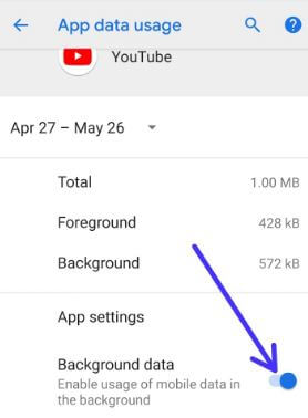 Deshabilitar el uso de datos de fondo de YouTube en Android
