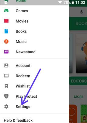 Configuración de Google Play Store en 8.1 Oreo