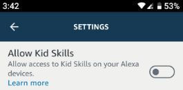 Habilite las habilidades de los niños para Alexa