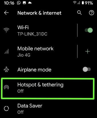 Configuración de Hotspot y Tethering en su teléfono Android 10