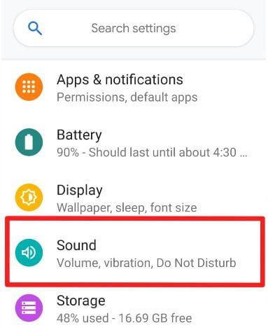 Configuración de sonido de Android 9.0 Pie