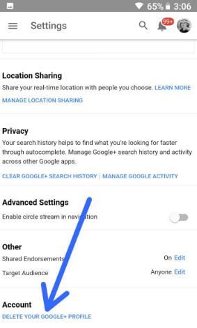 Cómo eliminar el perfil de Google Plus de Android Oreo 8.1