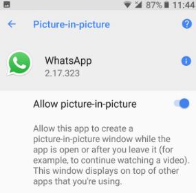 Habilite el modo de imagen en imagen en la videollamada de WhatsApp