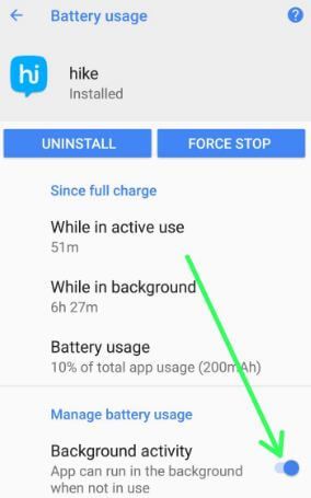 Desactive la actividad en segundo plano de la aplicación en su teléfono Android Oreo 8.0