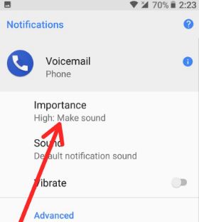 Notificación de importancia de cambio de Android 8.0 Oreo para llamadas
