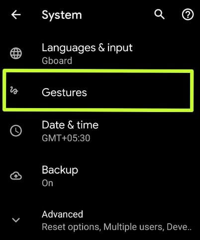 Habilitar gestos en Android 10