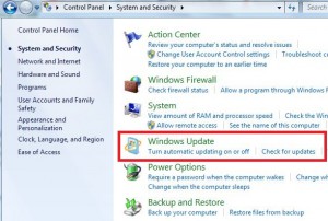 Haga clic en Windows Update en Windows 7
