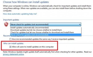 Instalar actualizaciones en Windows 7