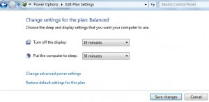 cambiar la configuración de ahorro de energía de Windows 7